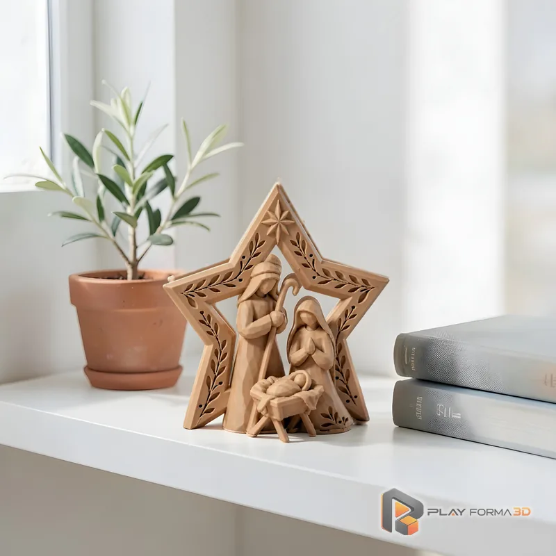 Presépio de Natal Sagrada Família Estrela Decoração 3D (foto 6)