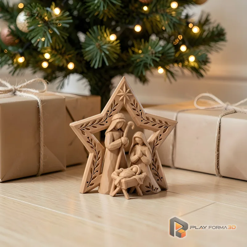 Presépio de Natal Sagrada Família Estrela Decoração 3D (foto 5)