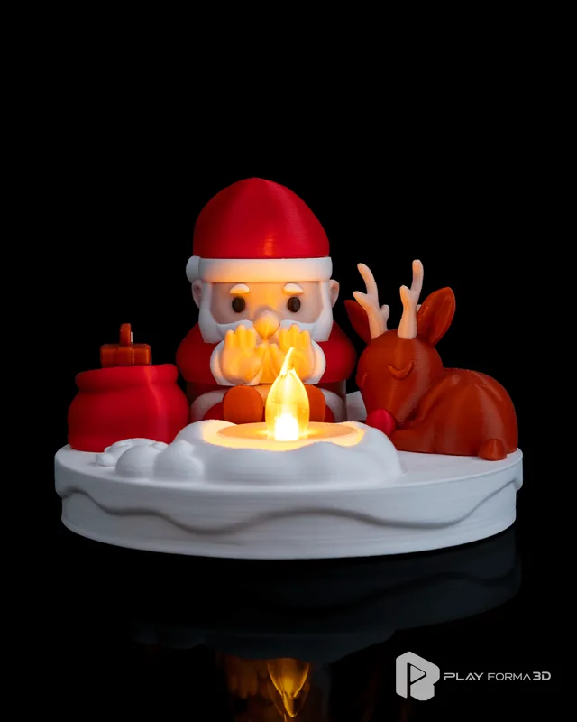 Luminária Papai Noel e Rena Enfeite Decorativo