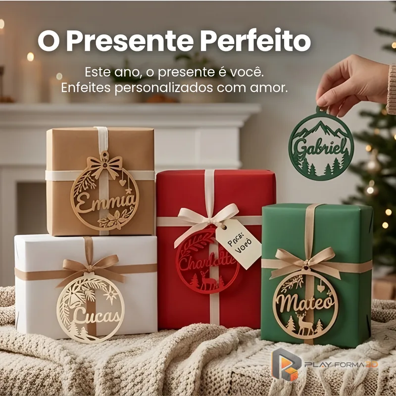 Kit 4 Enfeites de Natal Personalizados com Nome (foto 3)