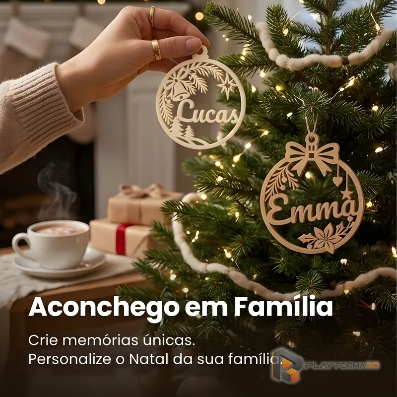 Kit 4 Enfeites de Natal Personalizados com Nome
